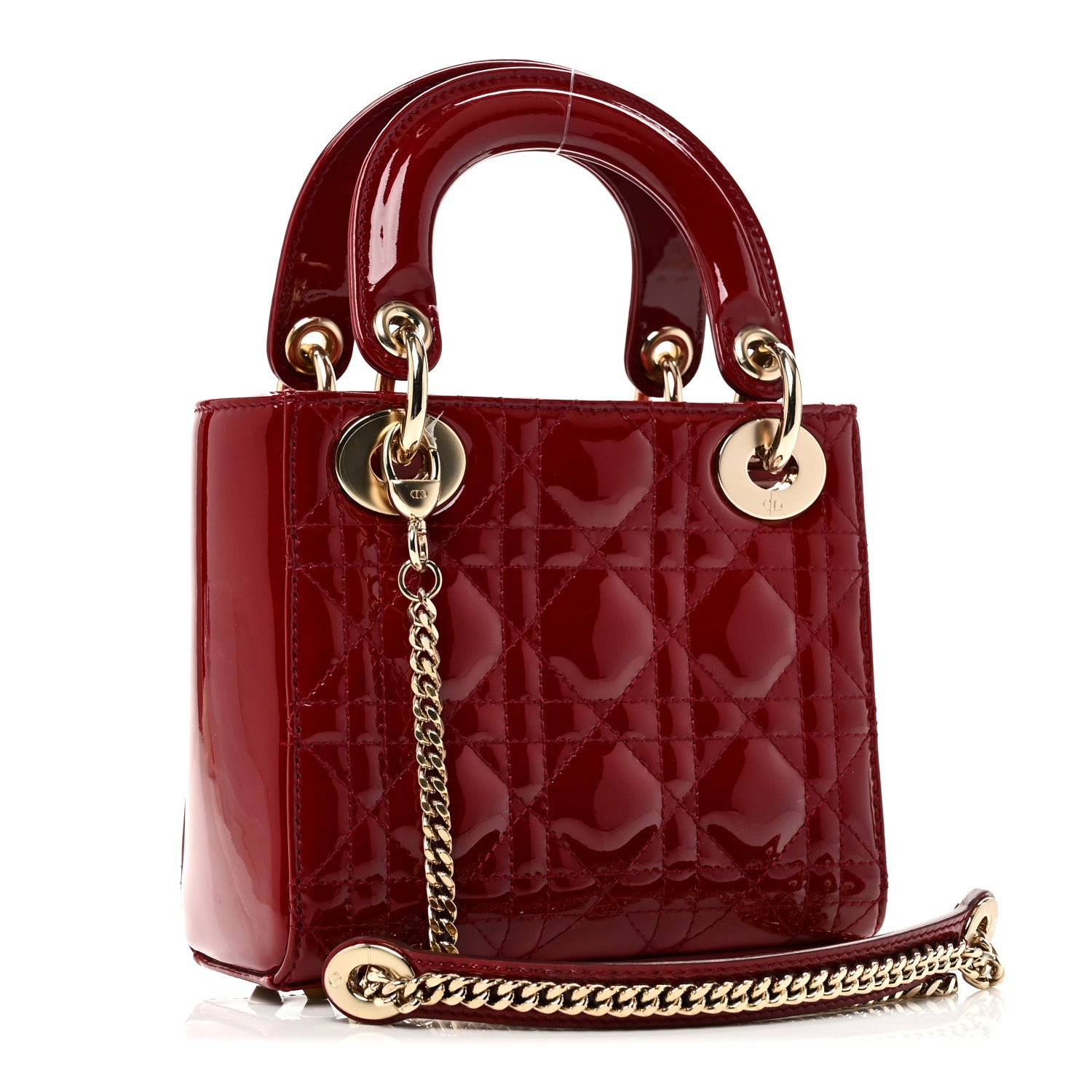 Christian Dior Patent Cannage Mini Lady Dior Red 3 of 10