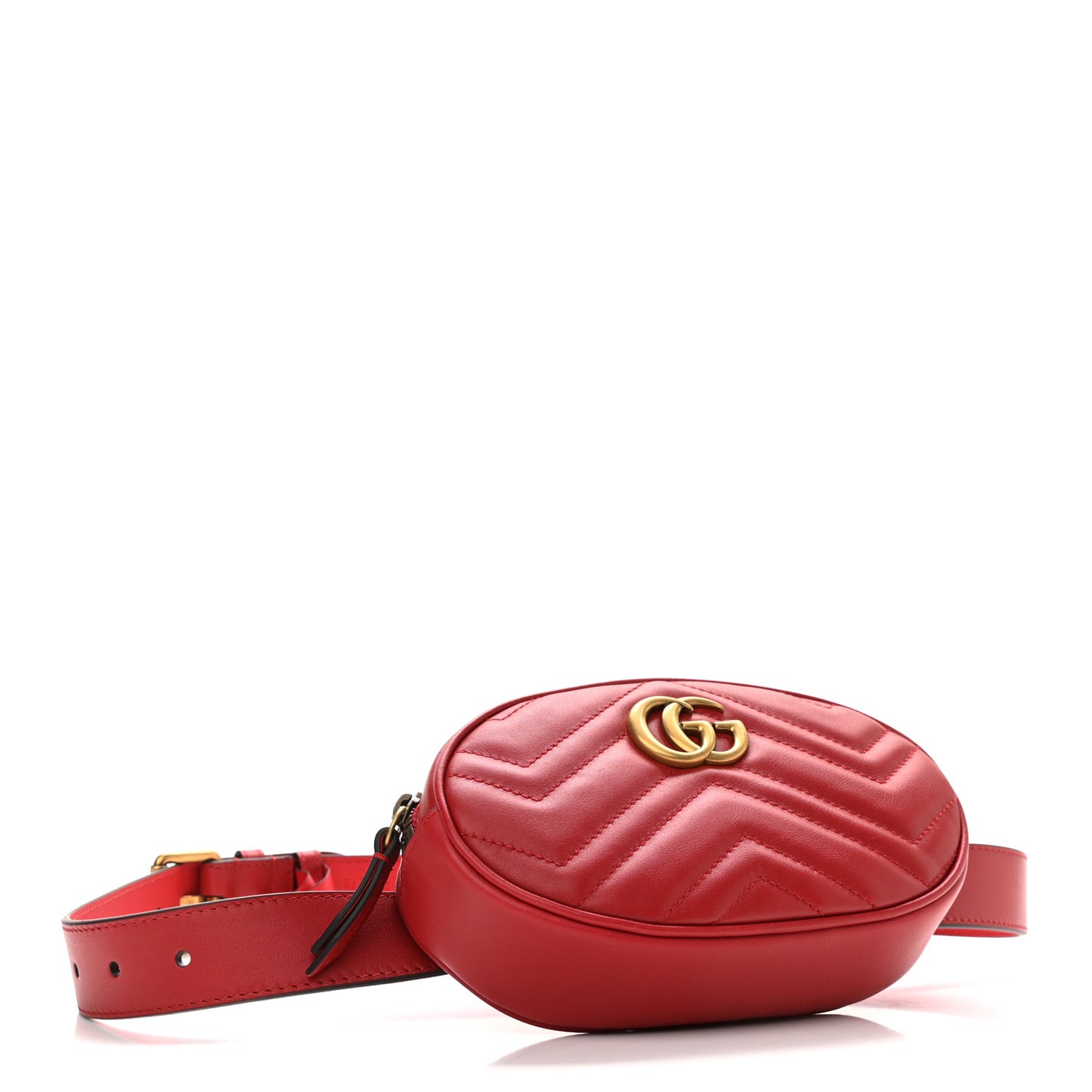 Calfskin Matelasse GG Marmont Belt Bag 85 34 Hibiscus Red