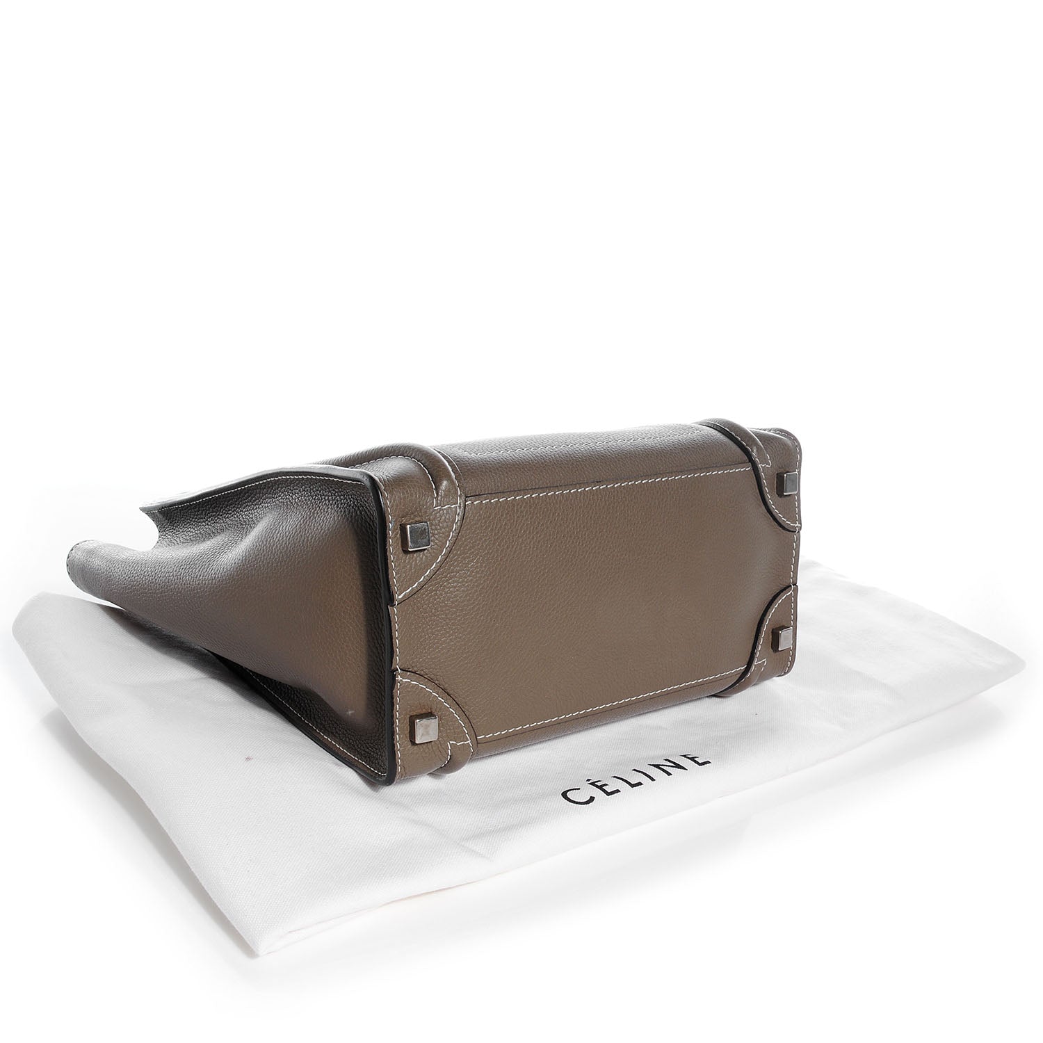 Celine Drummed Calfskin Micro Luggage Souris 4 of 9