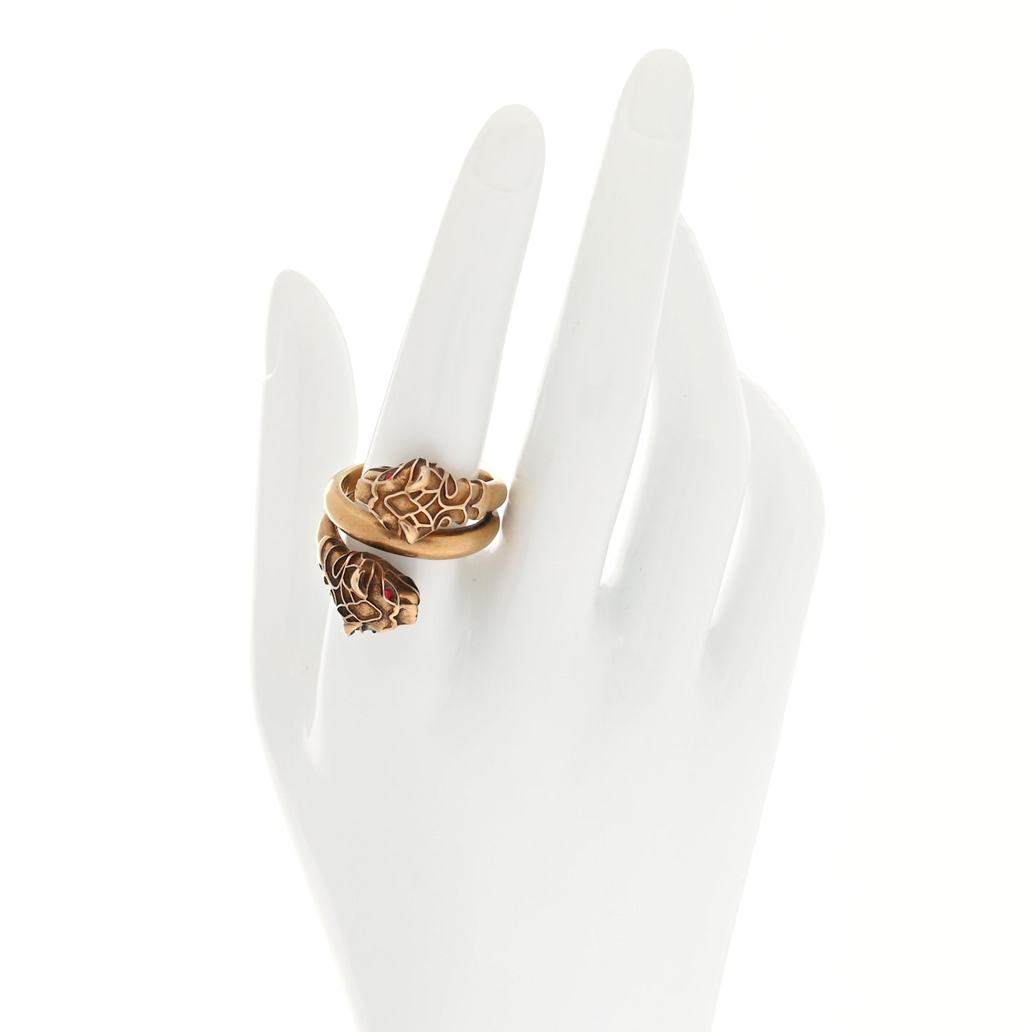 Tiger Heads Double Wrap Ring 9 Aged Gold