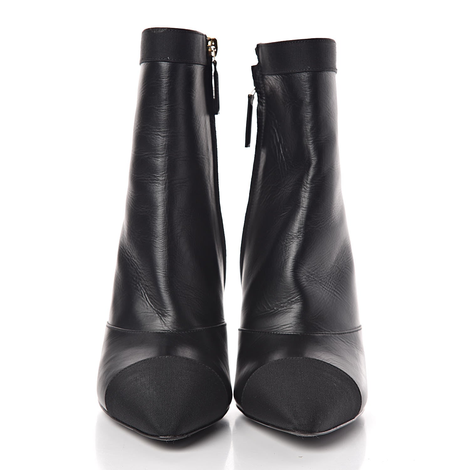 Chanel Lambskin Grosgrain Cap Toe Short Ankle Boots 38 Black 2 of 10