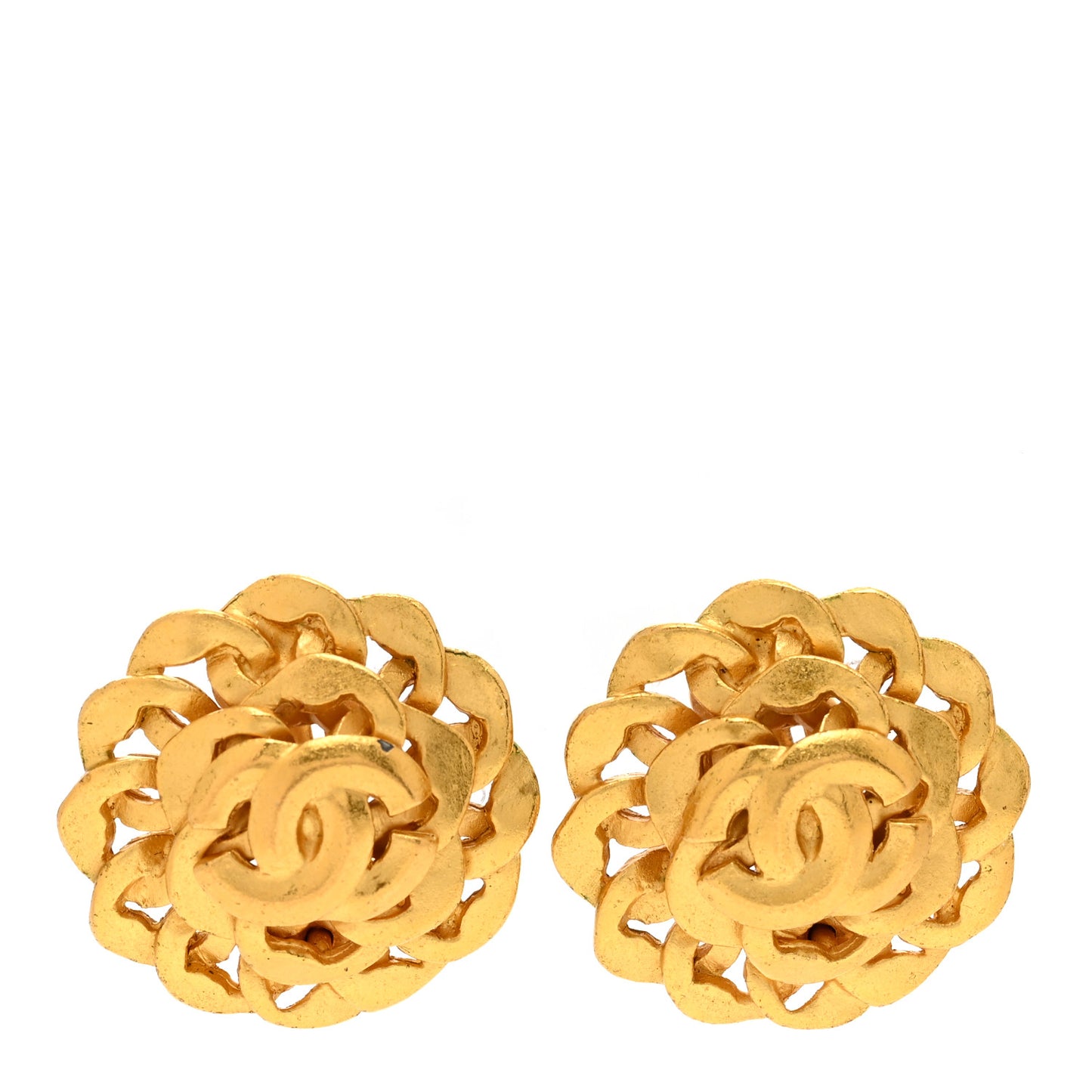Metal CC Woven Chain Clip On Earrings Gold