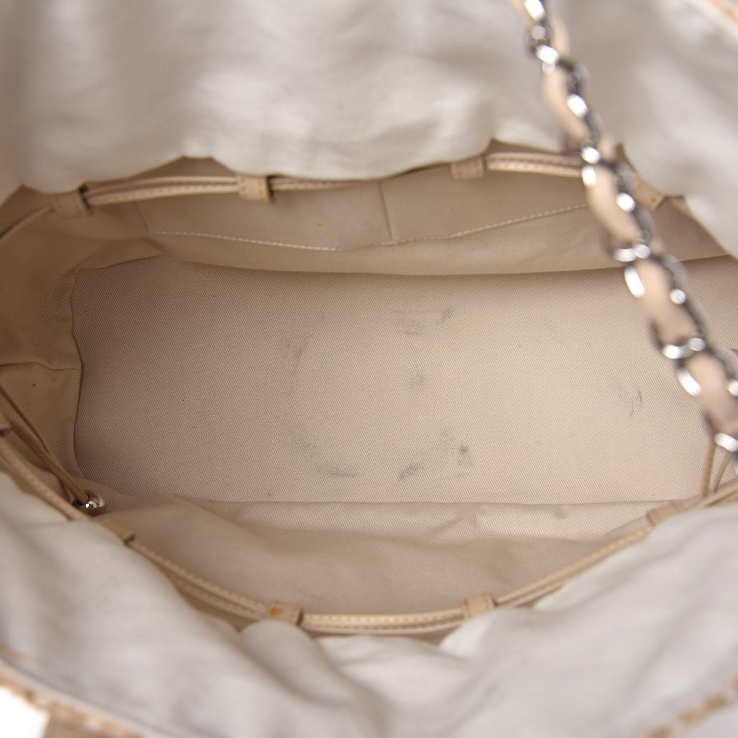 Woven Straw Tote Beige