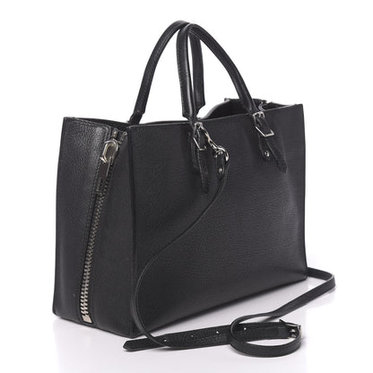 Balenciaga Grained Calfskin Plate Hardware Papier A6 Zip Around Tote Black 3 of 12
