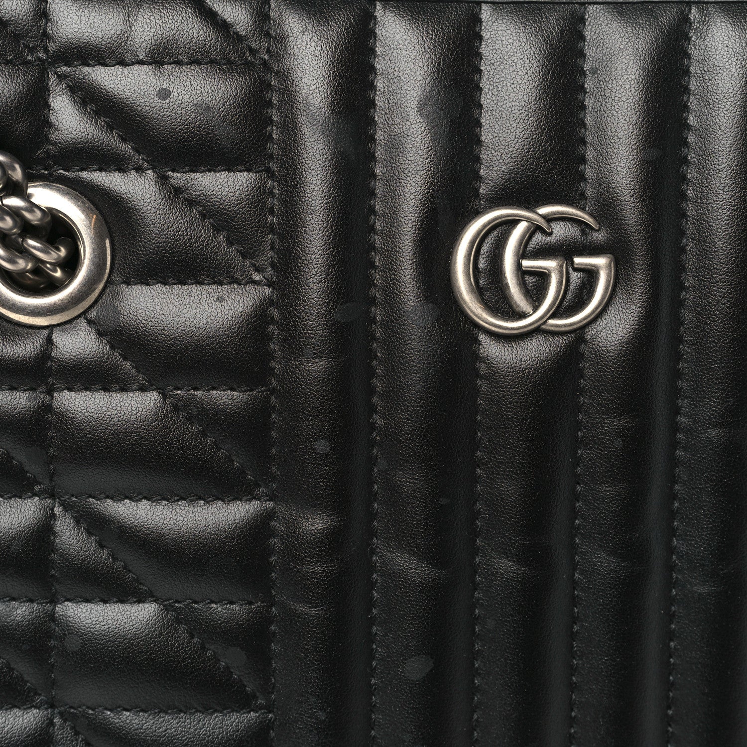 Gucci Calfskin Matelasse Aria Medium GG Marmont Shoulder Tote Black 10 of 11
