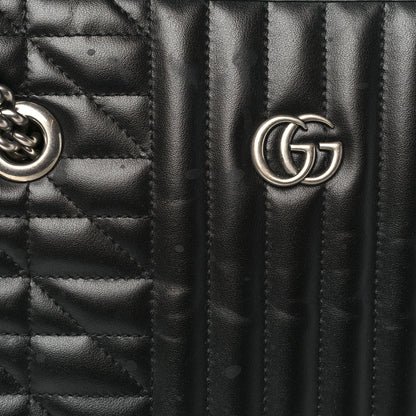 Gucci Calfskin Matelasse Aria Medium GG Marmont Shoulder Tote Black 10 of 11