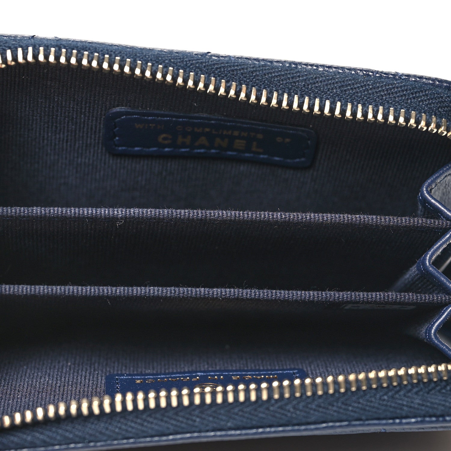 Chanel Caviar Enamel Coco Casino Quilted Zip Coin Purse Navy Blue 5 of 12