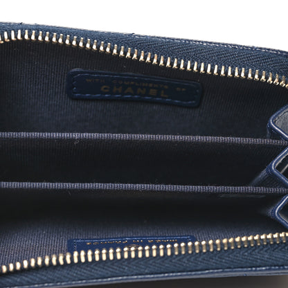 Chanel Caviar Enamel Coco Casino Quilted Zip Coin Purse Navy Blue 5 of 12