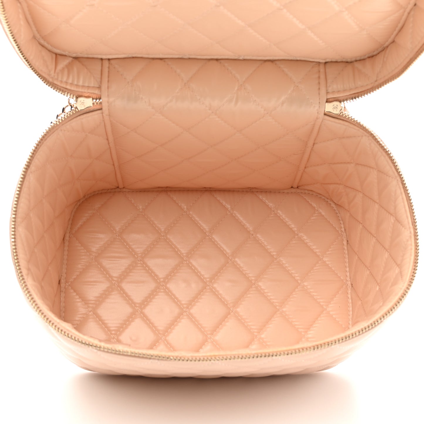 Lambskin Quilted Large Vanity Pouch Beige Clair