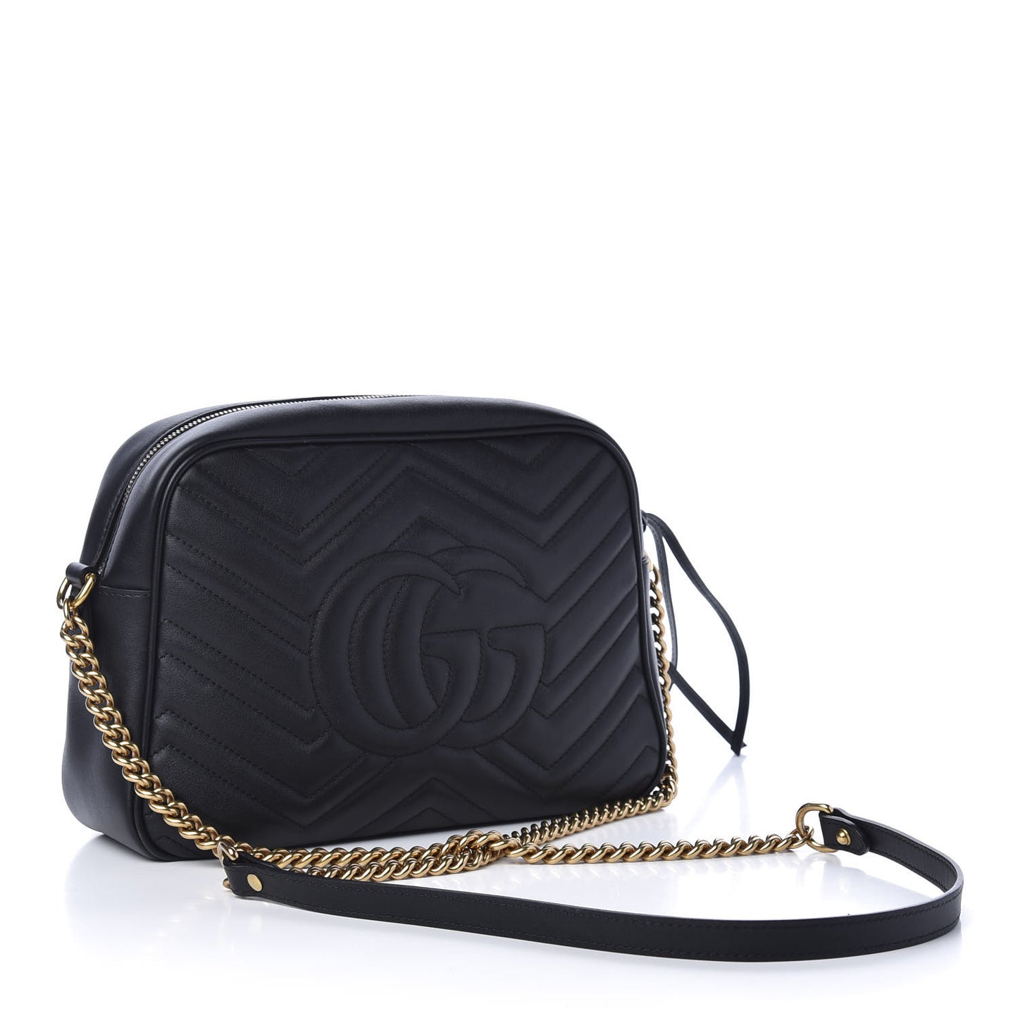 Calfskin Matelasse Medium GG Marmont Chain Shoulder Bag Black