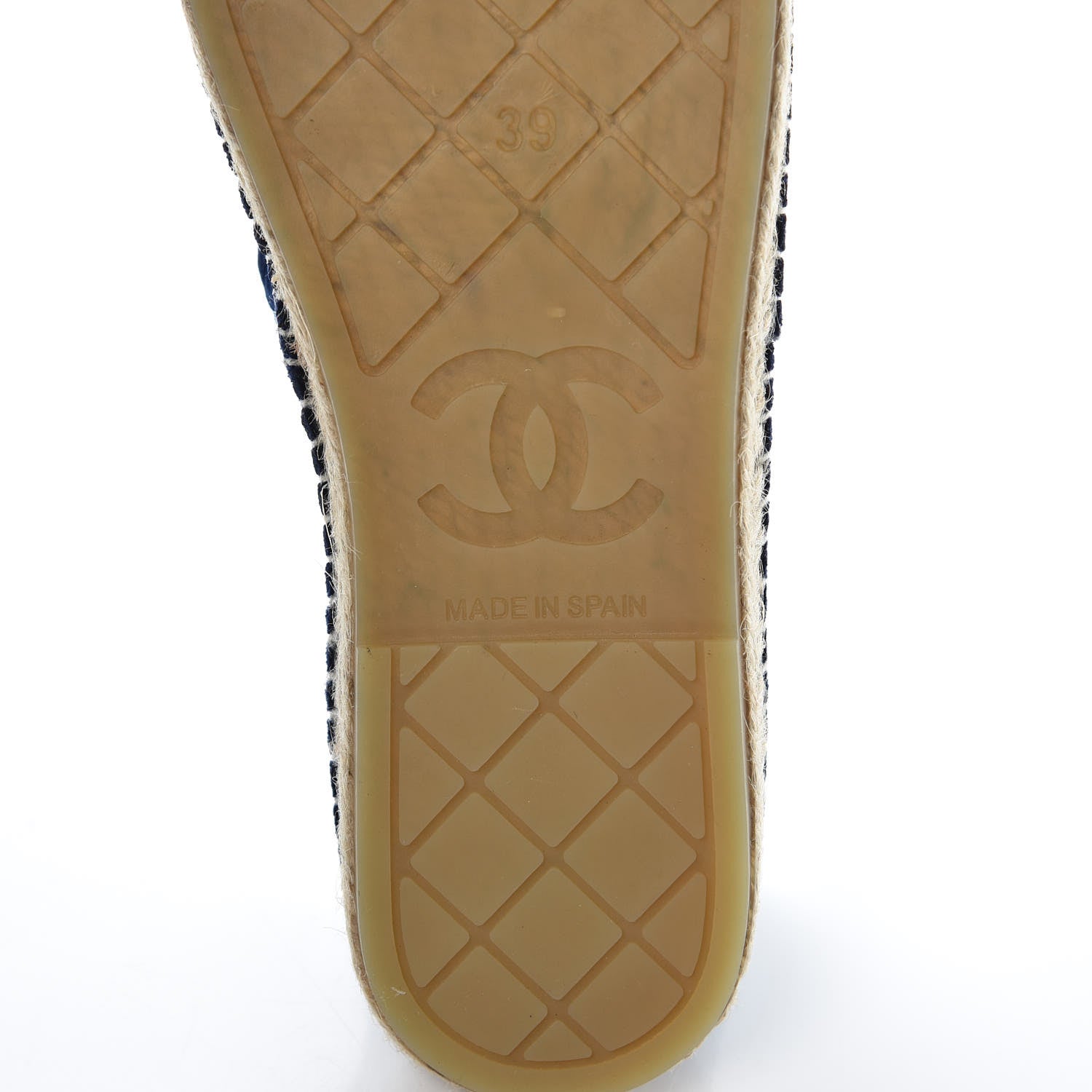 Chanel Velvet Logo Espadrilles 39 Navy Black 7 of 8