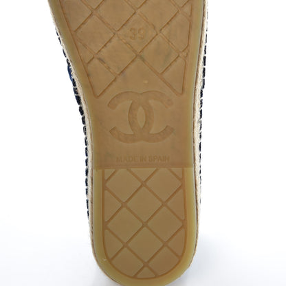 Chanel Velvet Logo Espadrilles 39 Navy Black 7 of 8