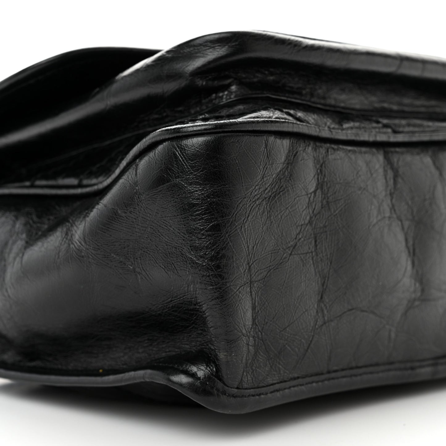 Crinkled Calfskin Matelasse Monogram Medium Niki Chain Satchel Black