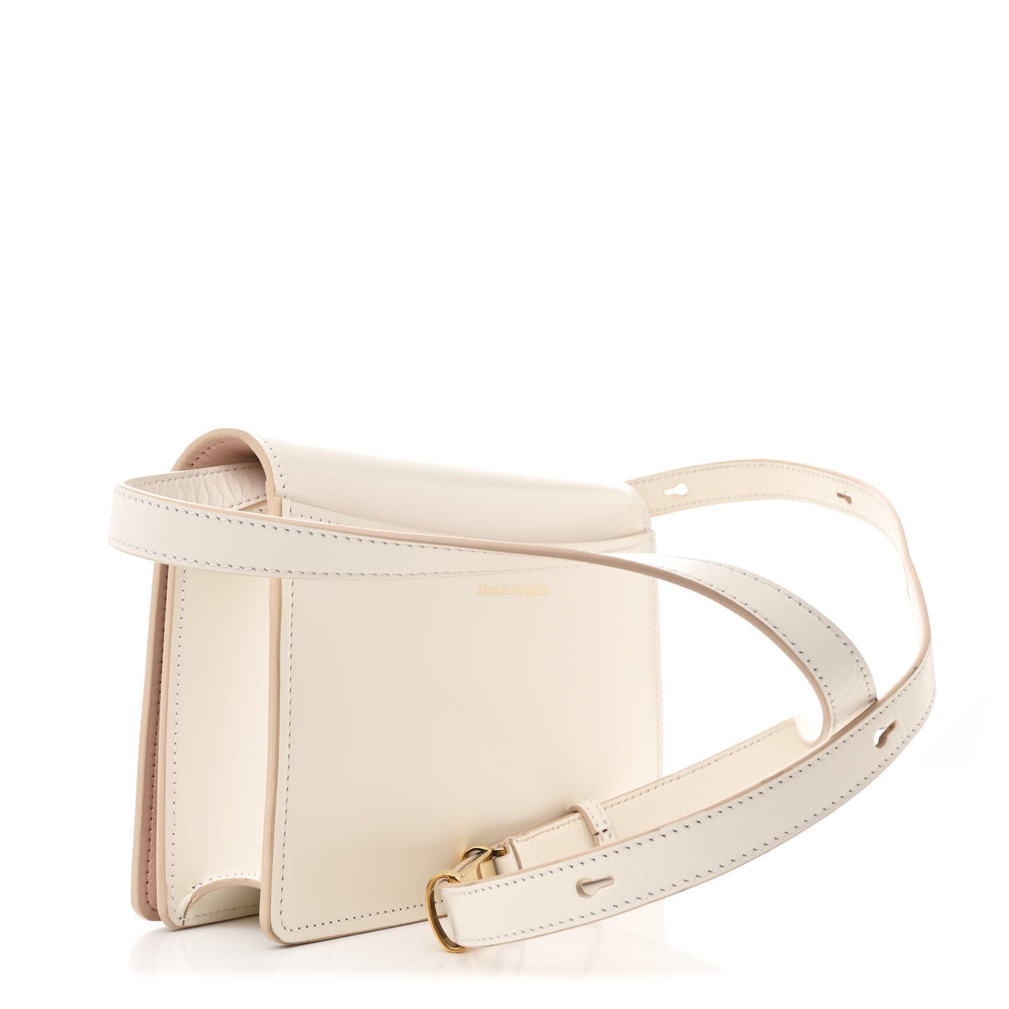 Smooth Calfskin Four Ring Knuckle Crossbody Bag White