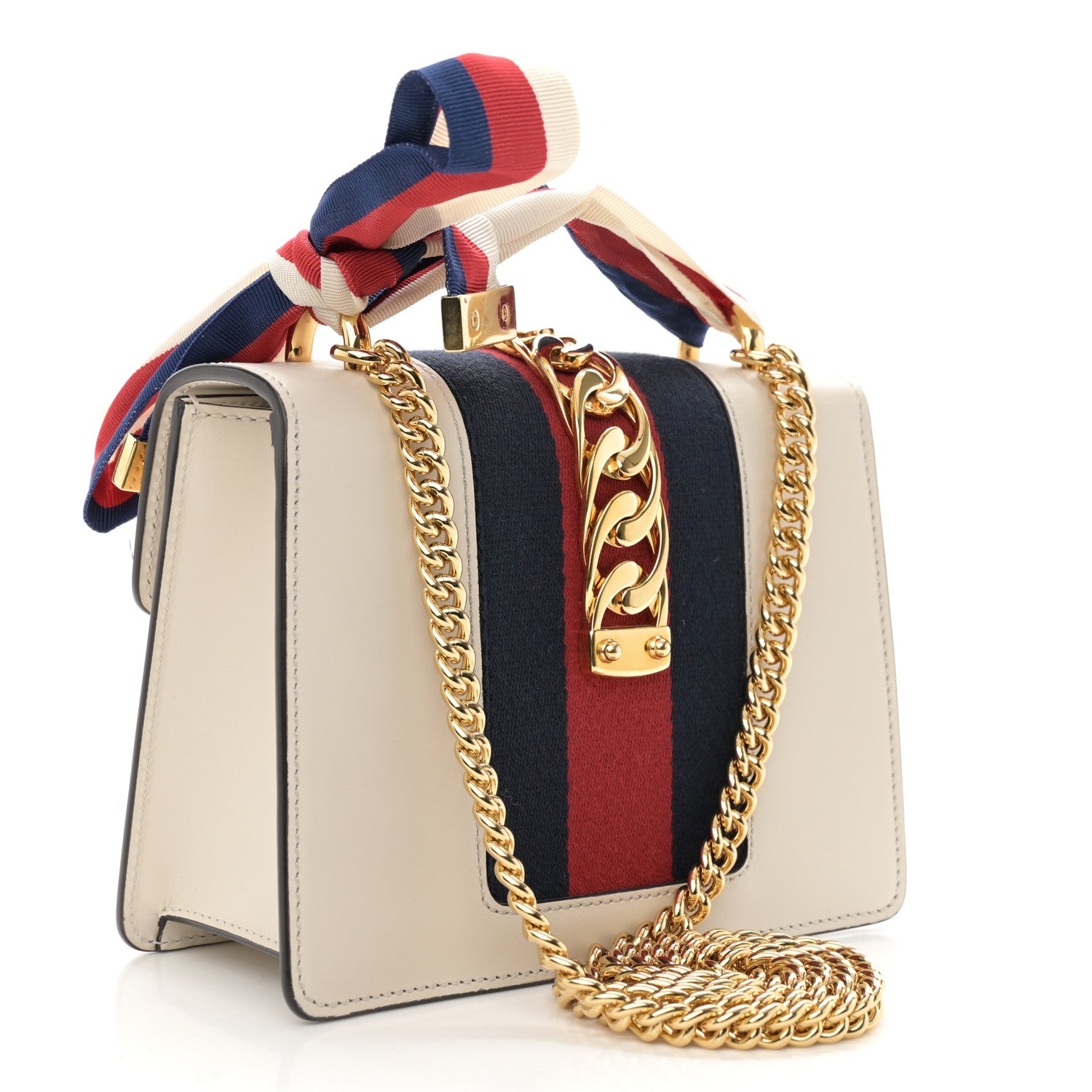 Gucci Calfskin Mini Sylvie Chain Shoulder Bag White 3 of 11