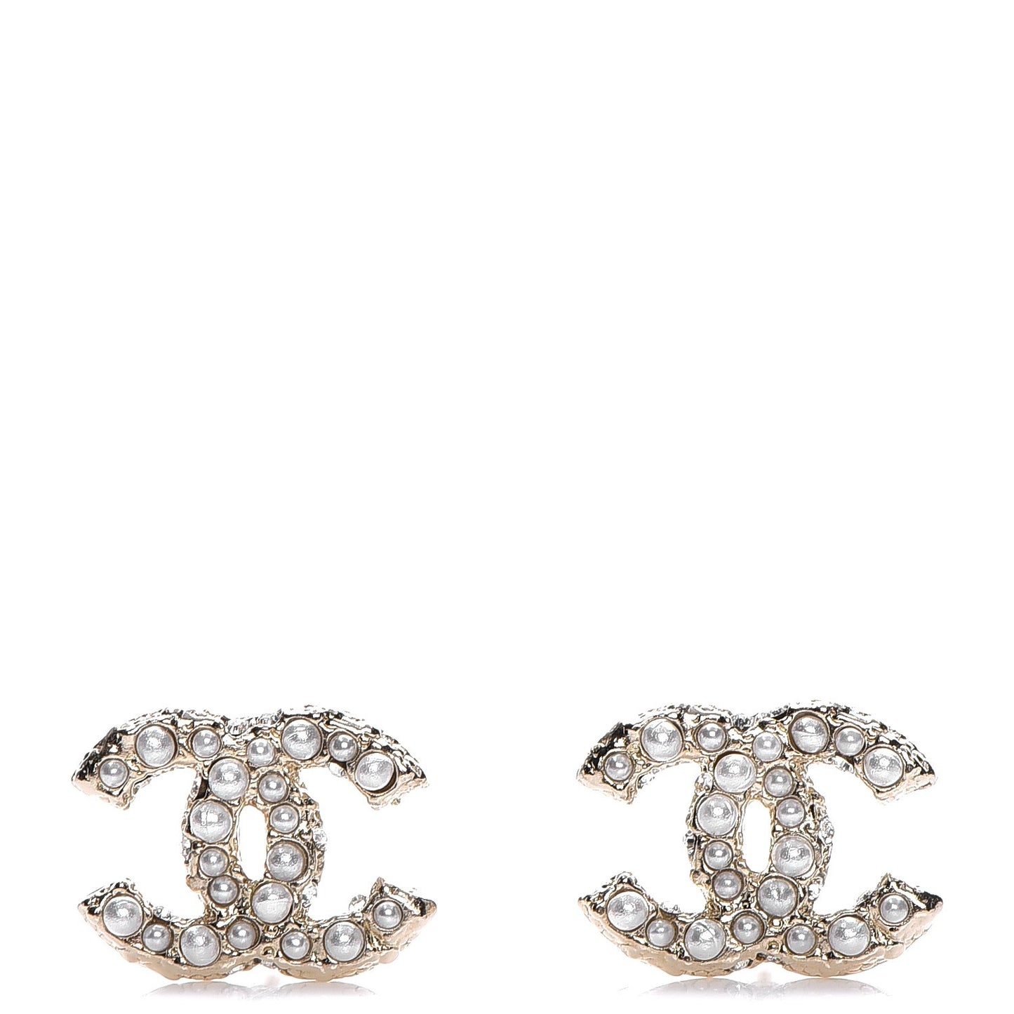 Crystal Pearl CC Earrings Light Gold