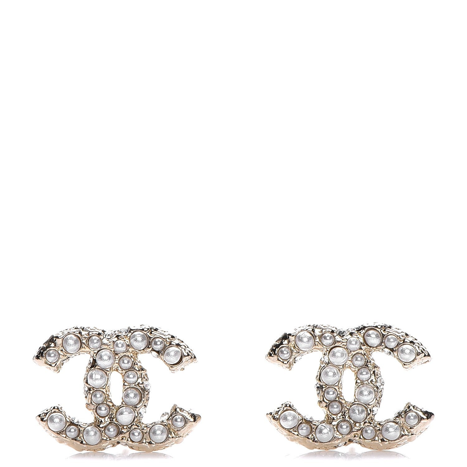 Chanel Crystal Pearl CC Earrings Light Gold 1 of 5
