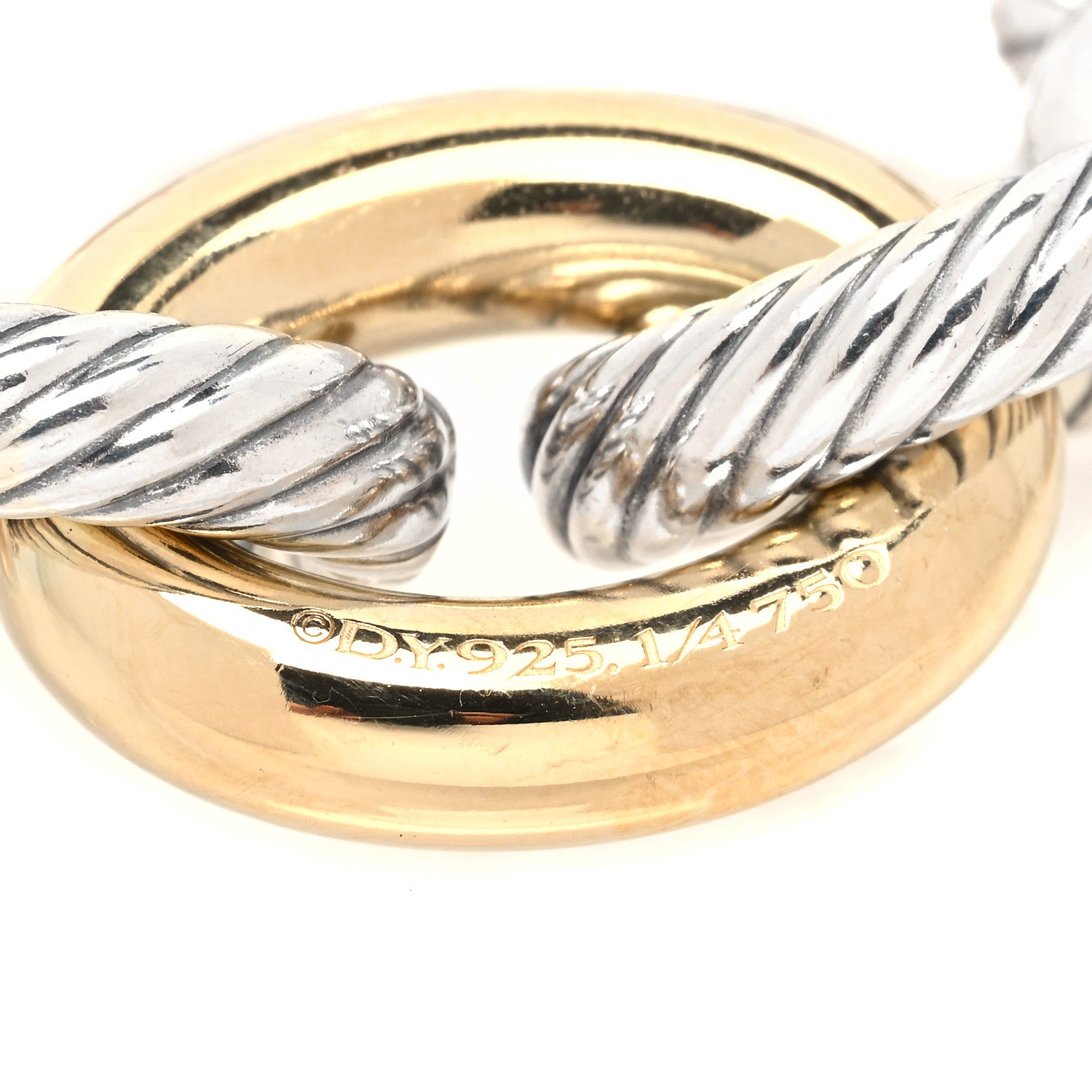David Yurman Sterling Silver 18K Yellow Gold 19mm Extra Large Oval Link Bracelet 5 of 5