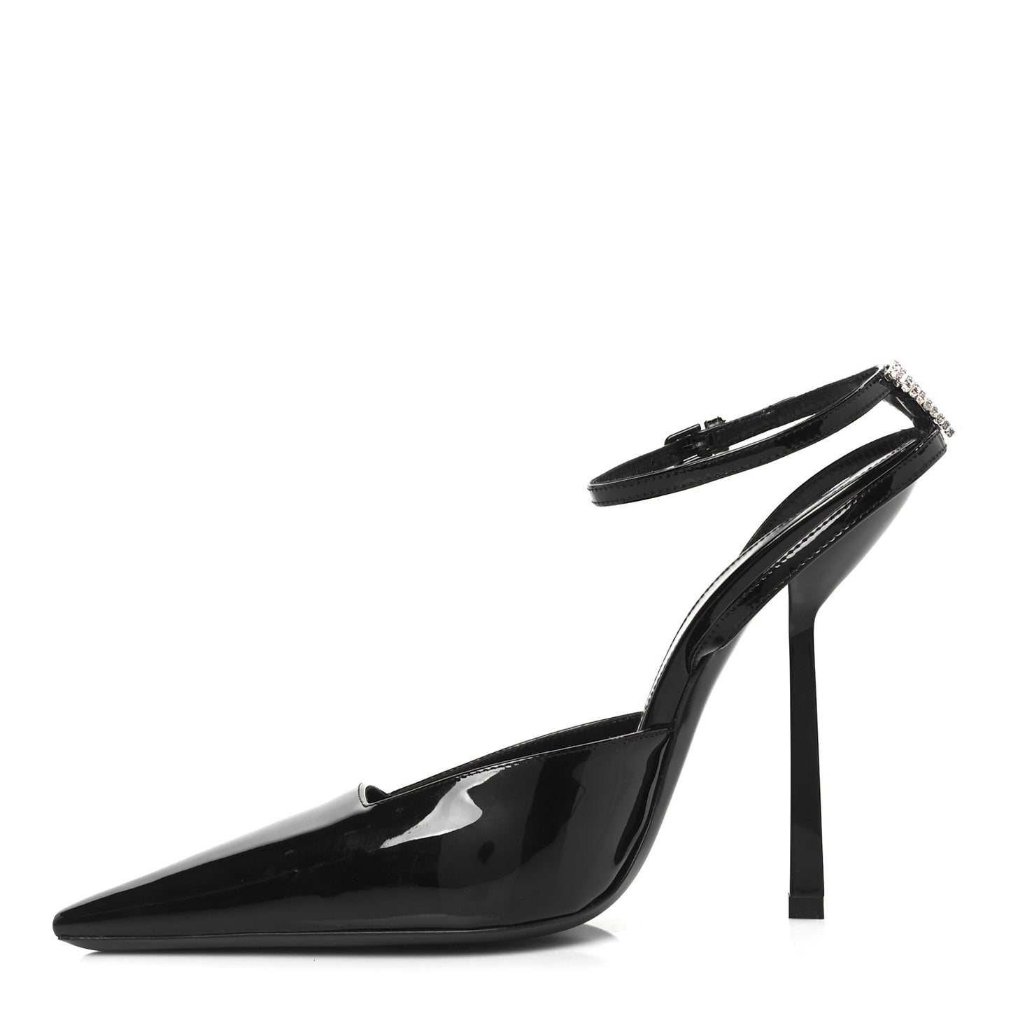 Patent Calfskin Crystal Anouk Pumps 38 Black