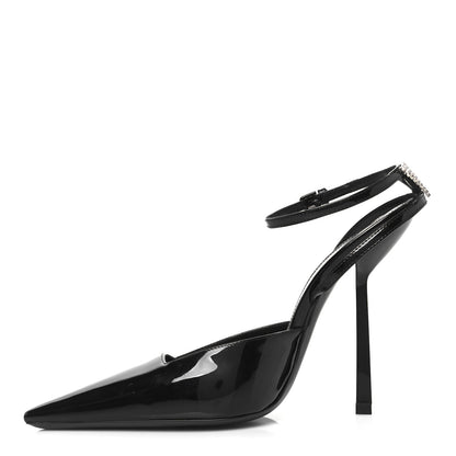 Saint Laurent Patent Calfskin Crystal Anouk Pumps 38 Black 1 of 10