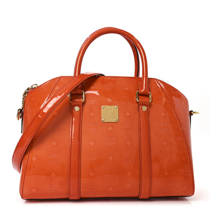 MCM Monogram Patent Zip Top Tote Orange 1 of 9