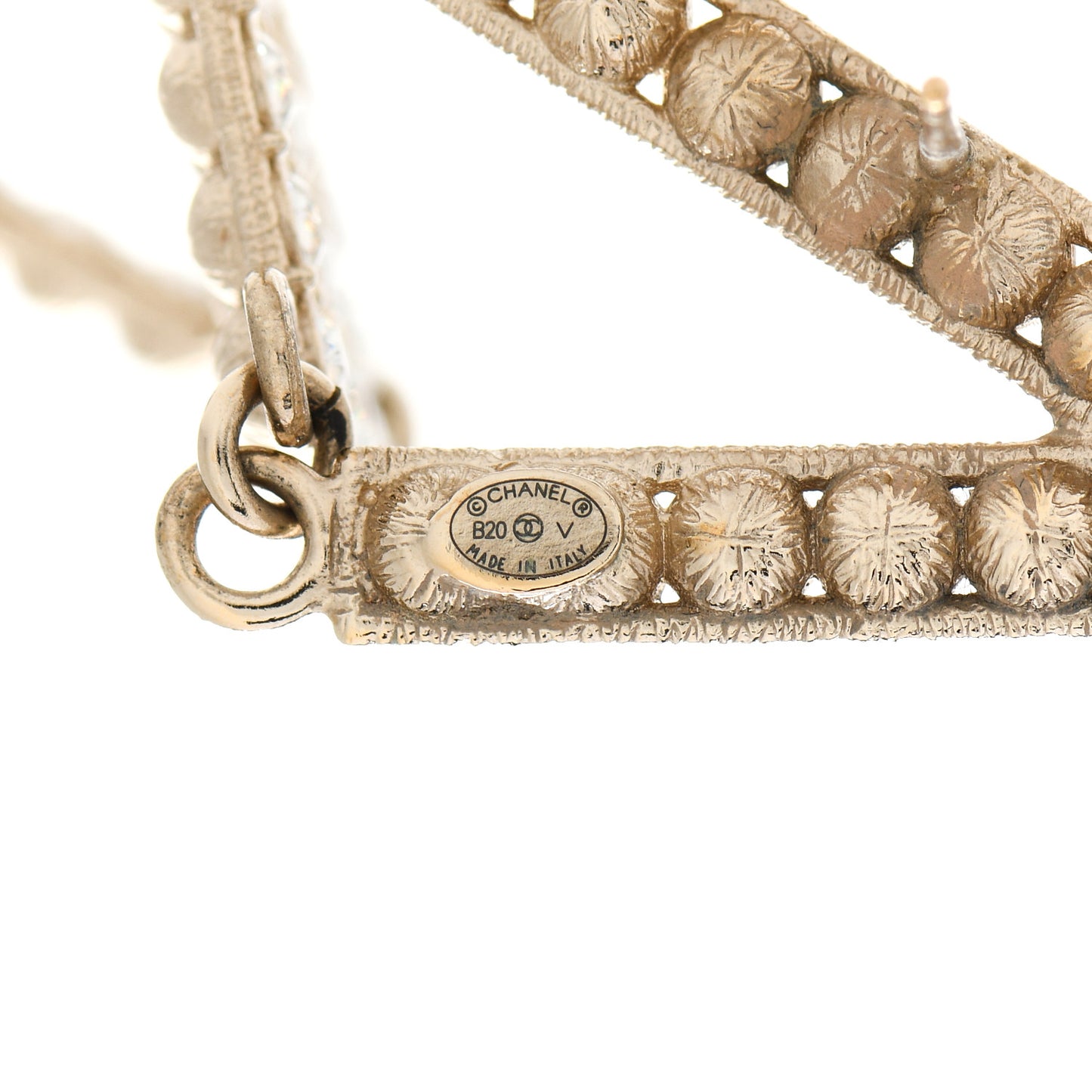 Crystal Cha-Nel Logo Drop Earrings Gold