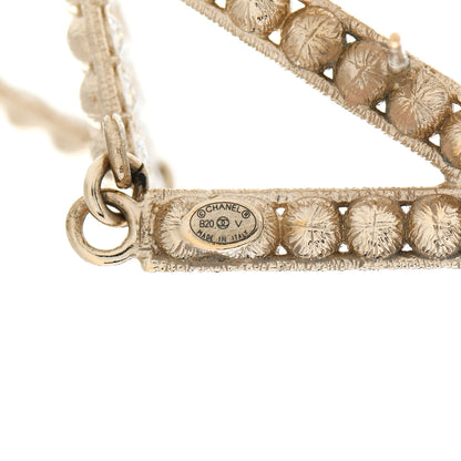 Chanel Crystal Cha-Nel Logo Drop Earrings Gold 4 of 4