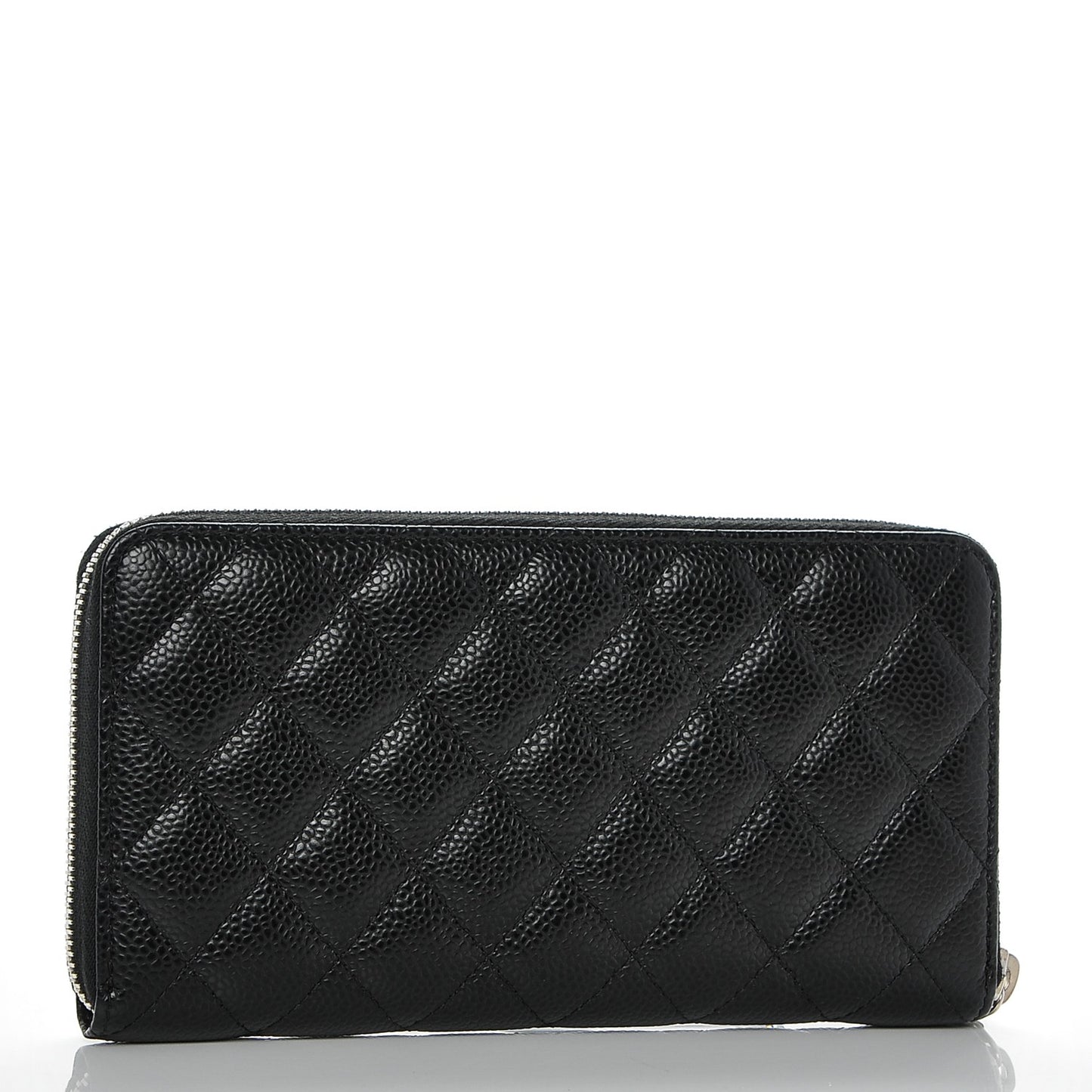 Caviar Quilted Large Gusset Zip Around Wallet Black