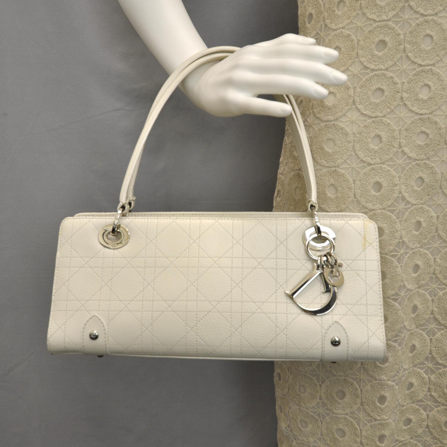 Christian Dior Leather Cannage East West Lady Dior White 2 of 11