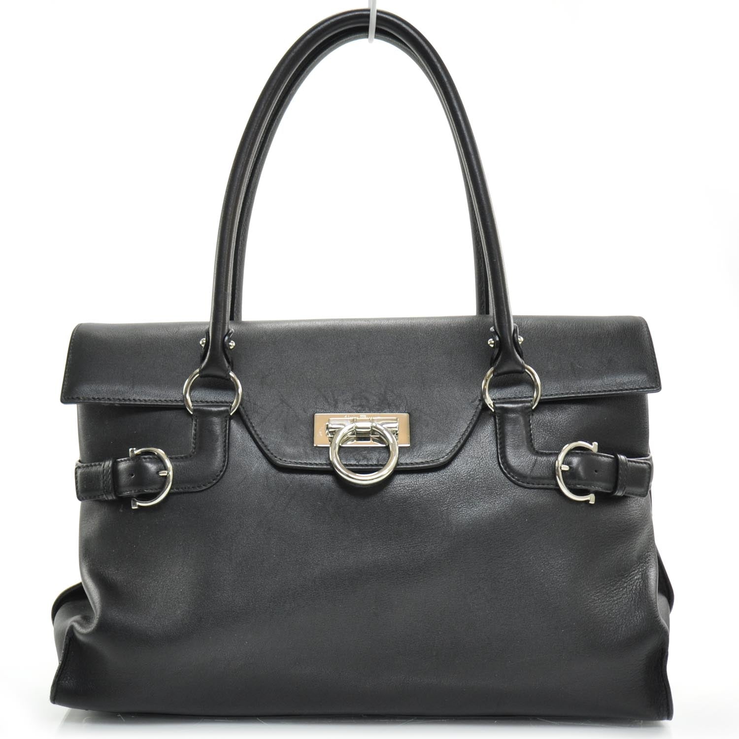 FASHIONPHILE SALVATOREFERRAGAMOLeatherVirnaSatchelBlack 1 of 9