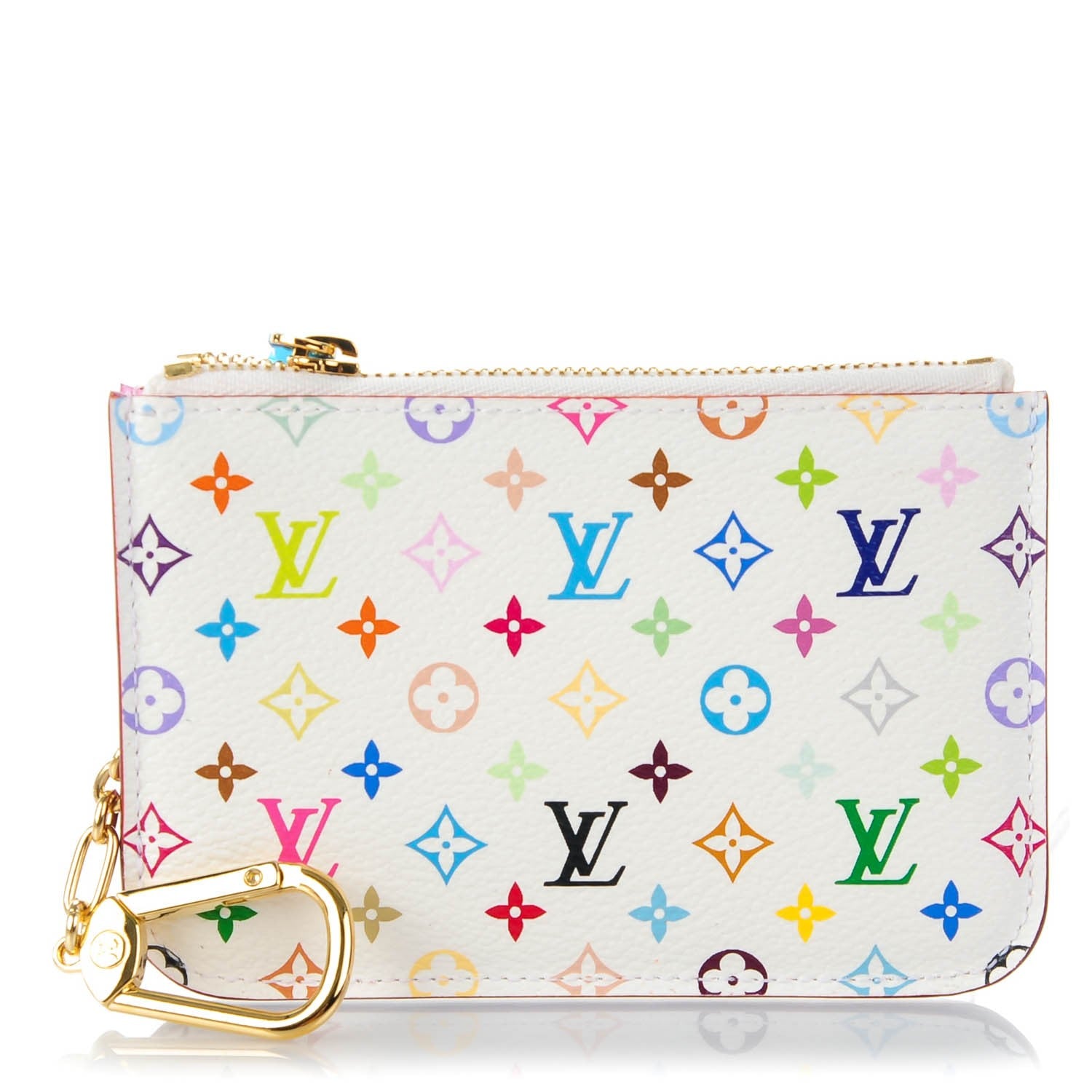 Louis Vuitton Monogram Multicolor Key Pouch White Litchi 1 of 7
