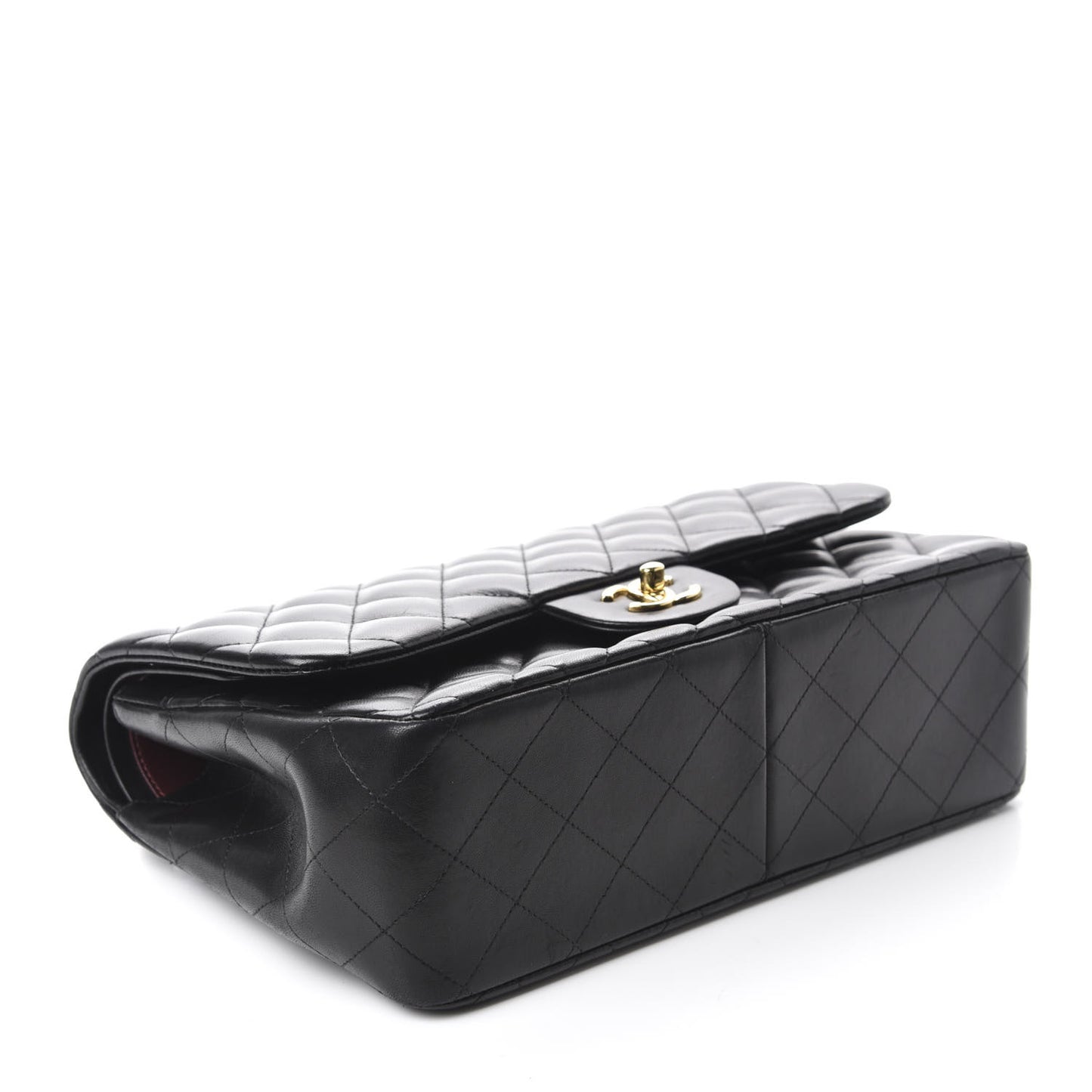Lambskin Quilted Jumbo Double Flap Black