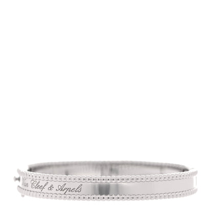 Van Cleef & Arpels 18K White Gold Perlee Signature Bangle Bracelet S 6 of 12