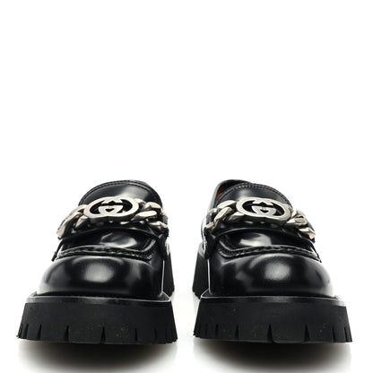 Gucci Cordovan Lux Womens Jeanne Platform Lug Sole 30/45mm Loafers 38 Black 3 of 7