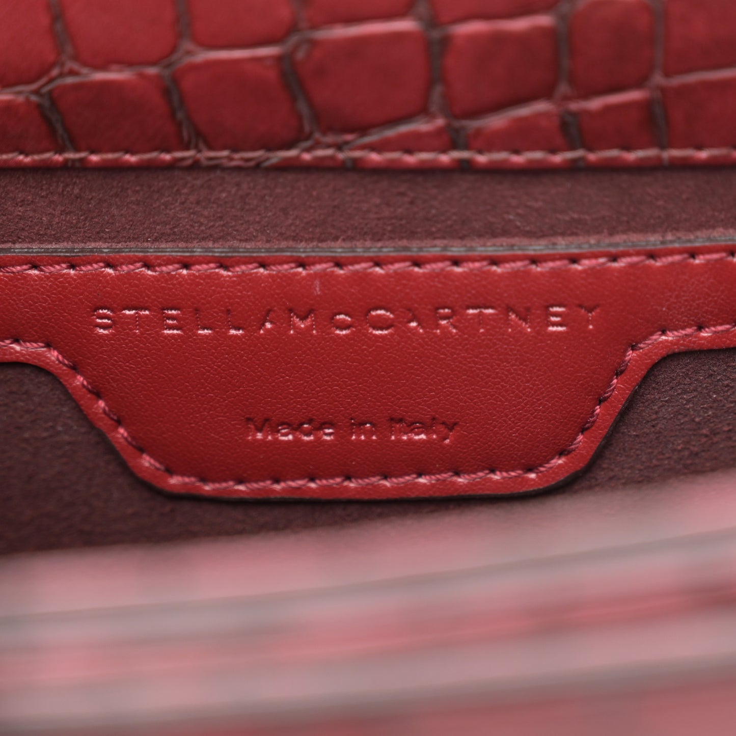 Embossed Crocodile Effect Medium Falabella Box Shoulder Bag Red