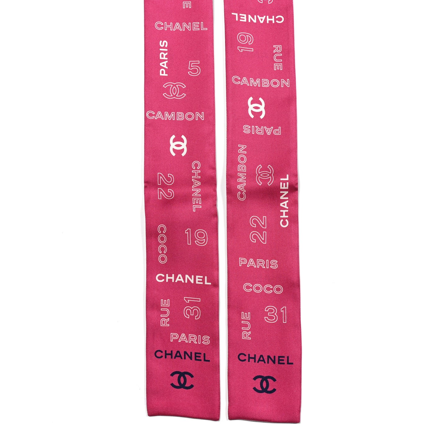 Silk 19 Rue Cambon Slim Bandeau Scarf Pink White