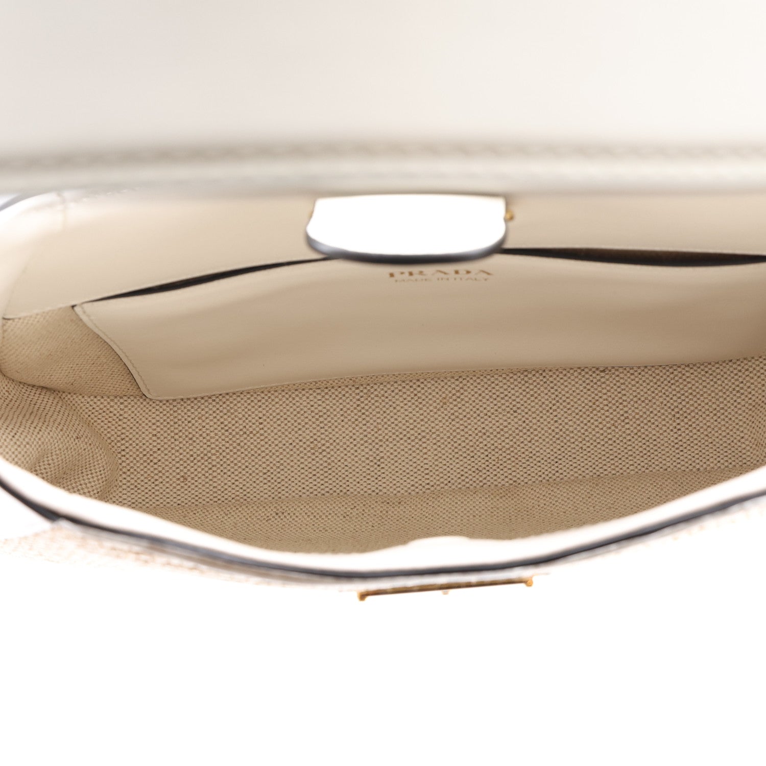 Prada Paglia Spazzolato Shoulder Bag Naturale White 5 of 10