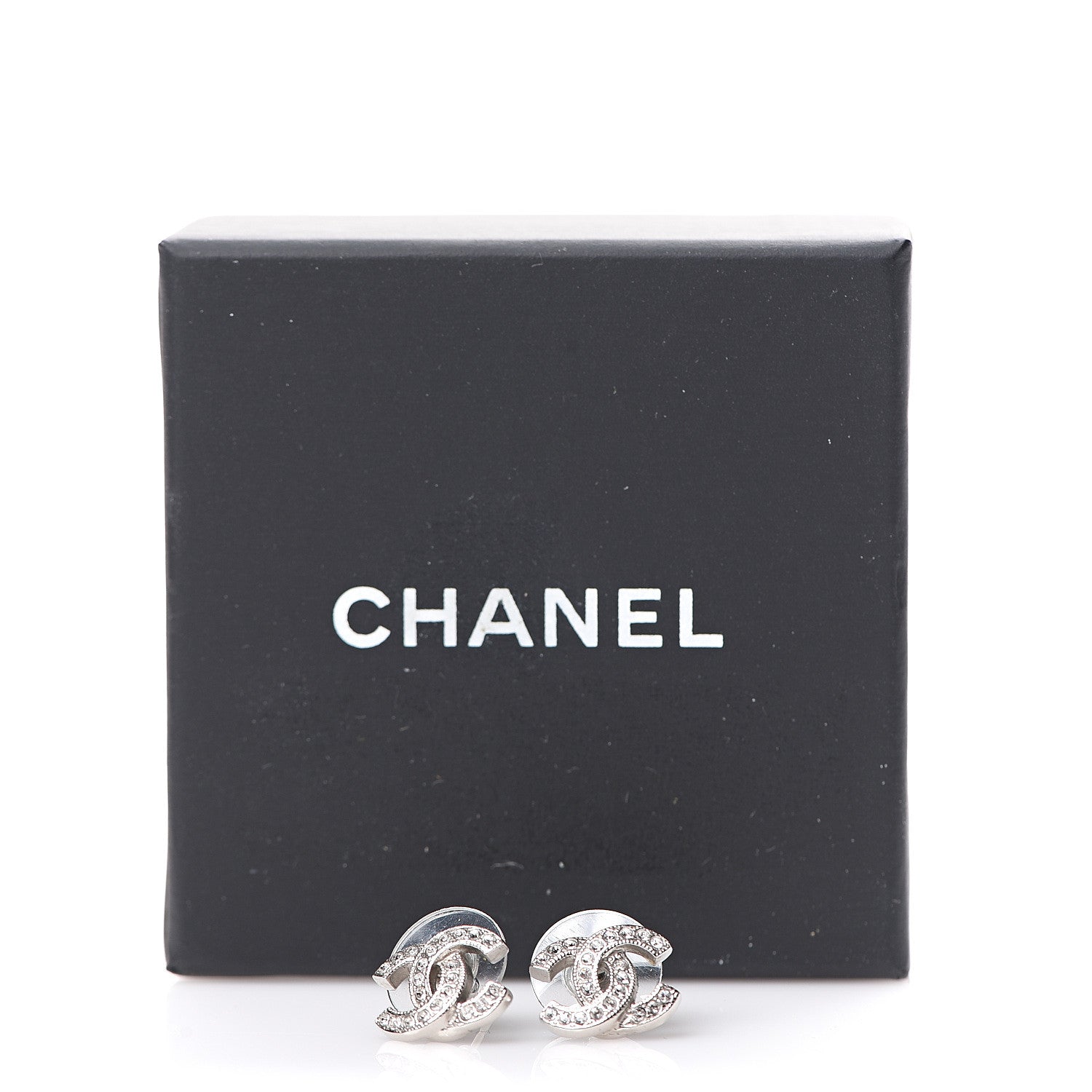 Chanel Crystal CC Earrings Silver 5 of 5