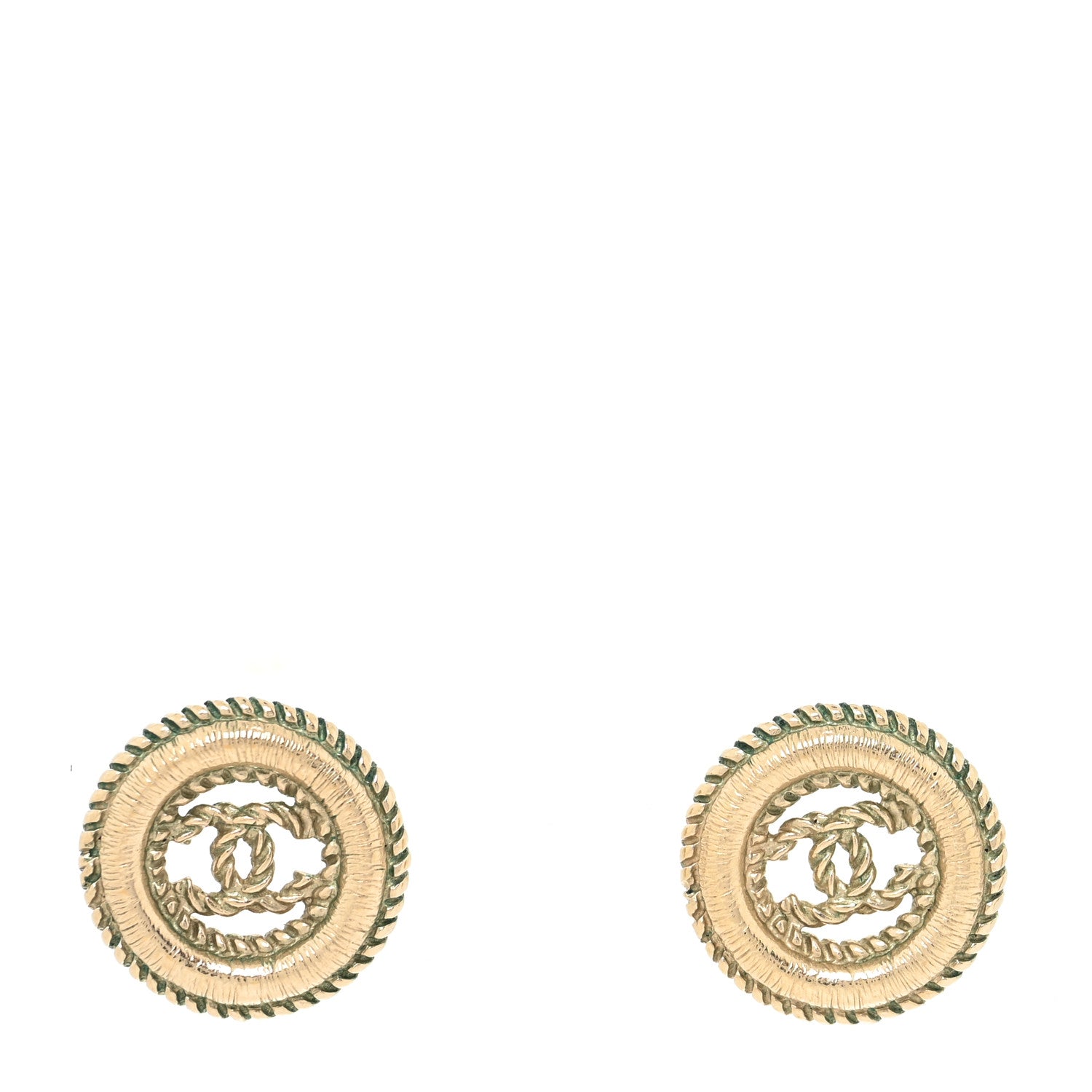 Chanel CC Round Rope Earrings Gold 1 of 4