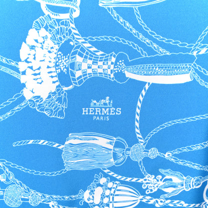 Hermes Silk Passementerie Maxi Twilly Cut Bleu Gitane White 3 of 3