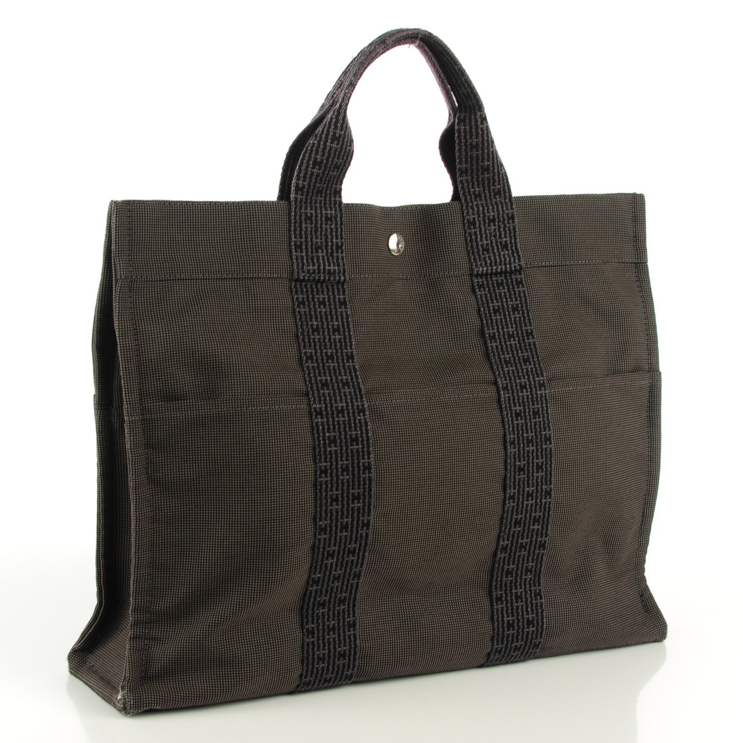 Hermes Canvas Herline MM Tote Grey 6 of 10