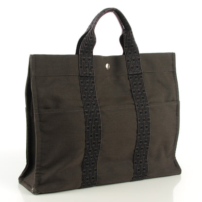 Hermes Canvas Herline MM Tote Grey 6 of 10
