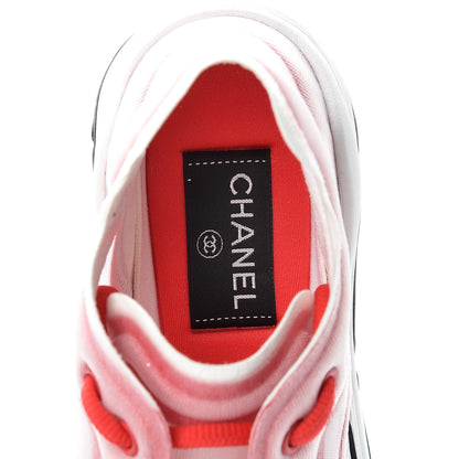Chanel Calfskin Mesh Lycra Womens Logo Sneakers 36 White Red 6 of 9
