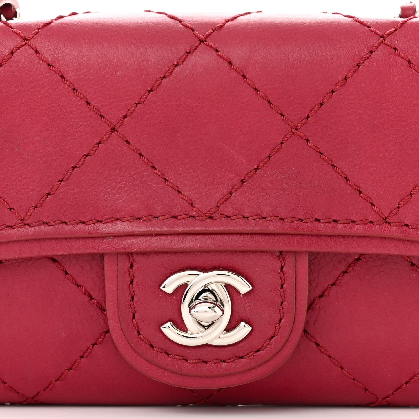 Calfskin Stitched Clutch Flap Red