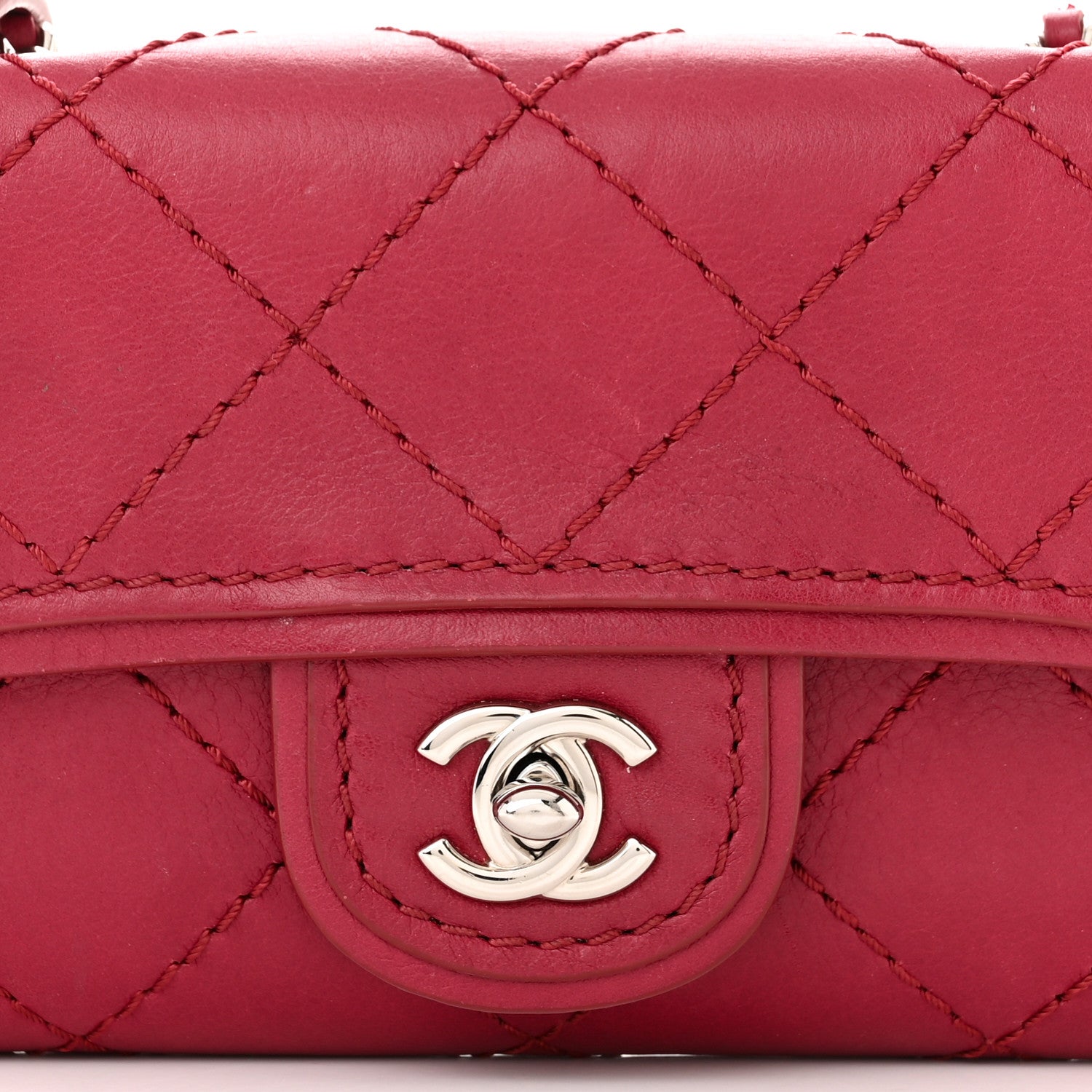Chanel Calfskin Stitched Clutch Flap Red 8 of 11