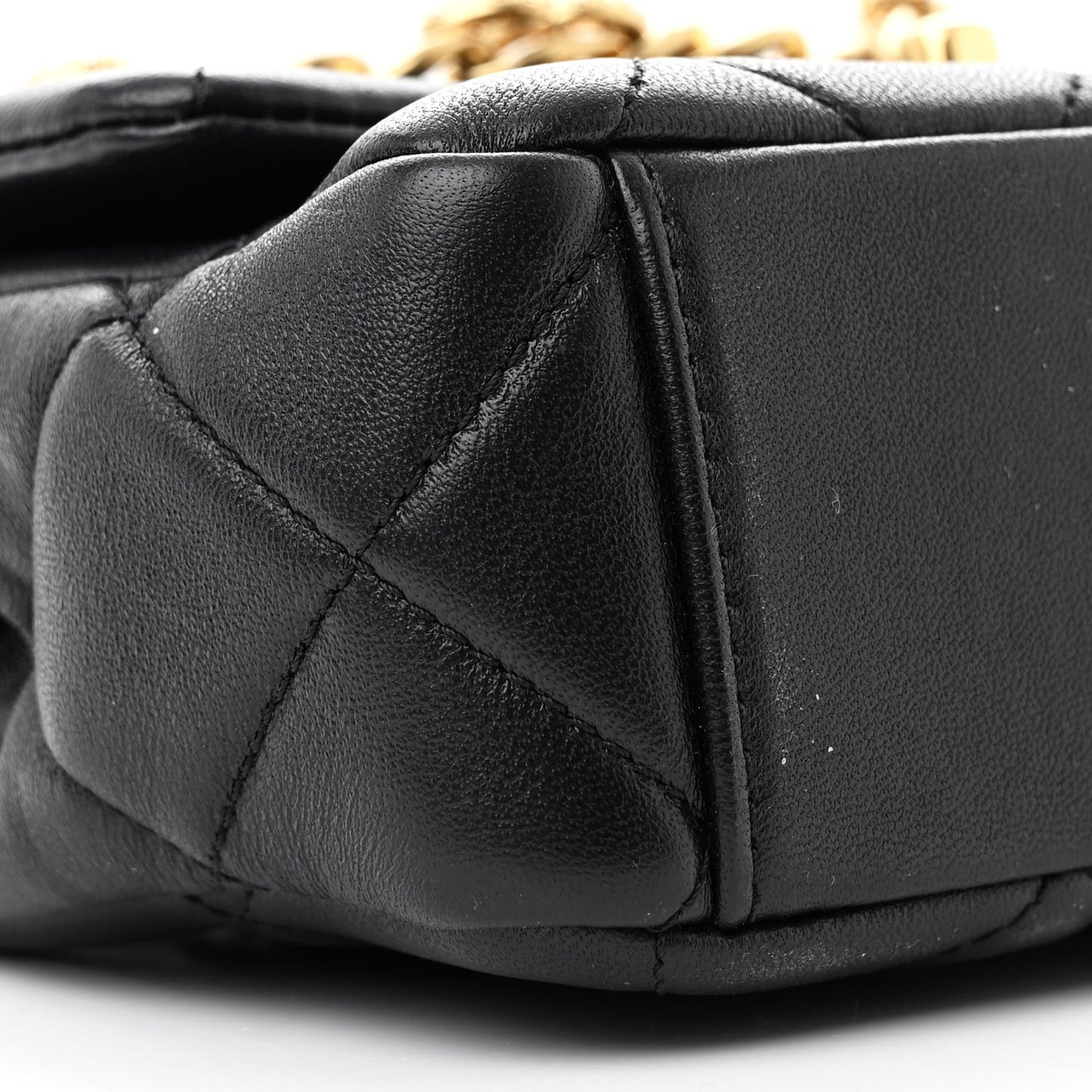 Lambskin Quilted Mini CC Crystal Logo Chain Flap Black