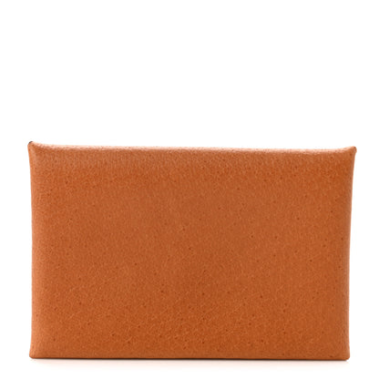 Hermes Peau Porc Calvi Card Case Toffee 1 of 7