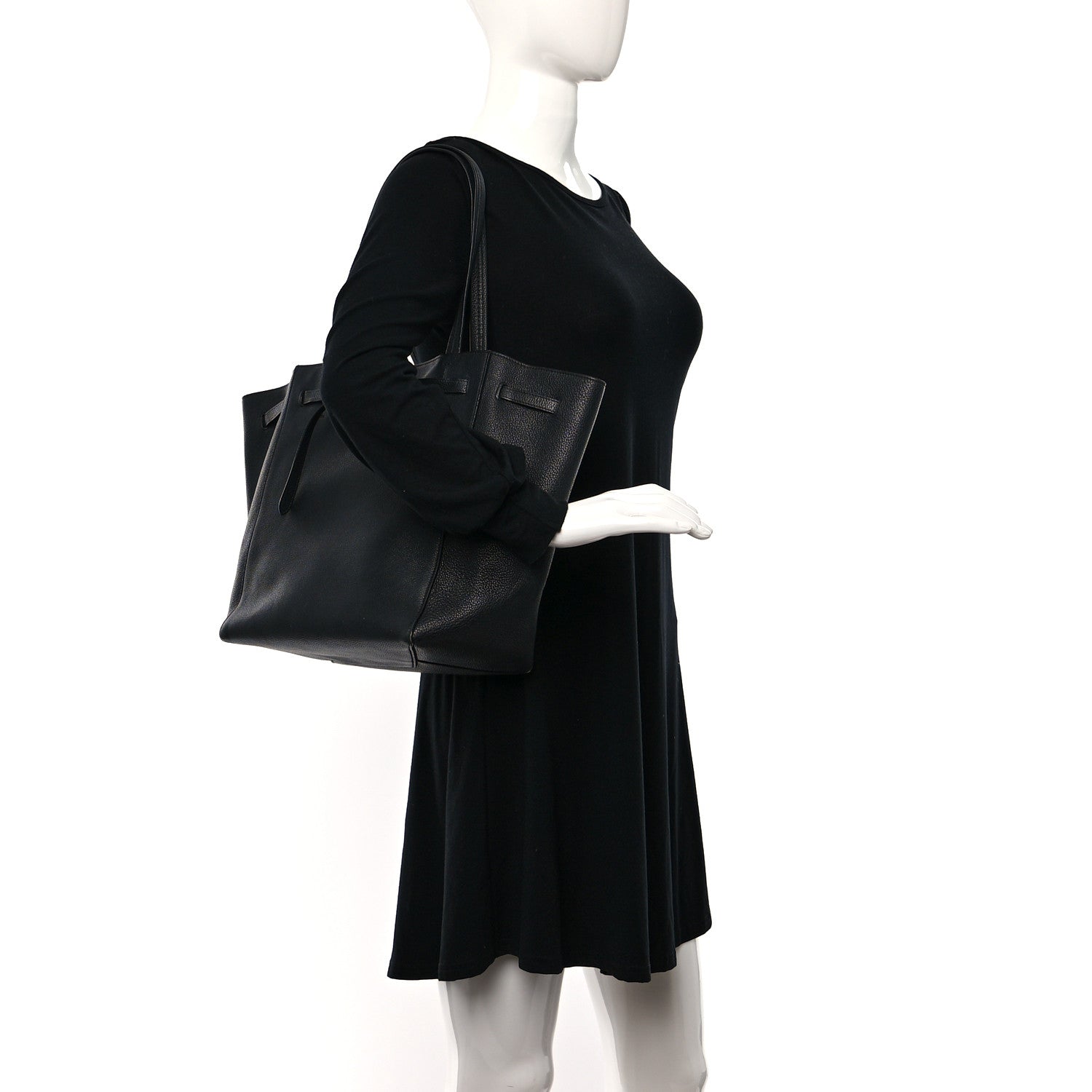 Celine Soft Grained Calfskin Small Belt Cabas Phantom Black 2 of 14