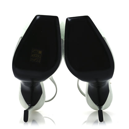 Saint Laurent Crepe Satin Blanco Feathered Sandals 39 Slight Green 7 of 15