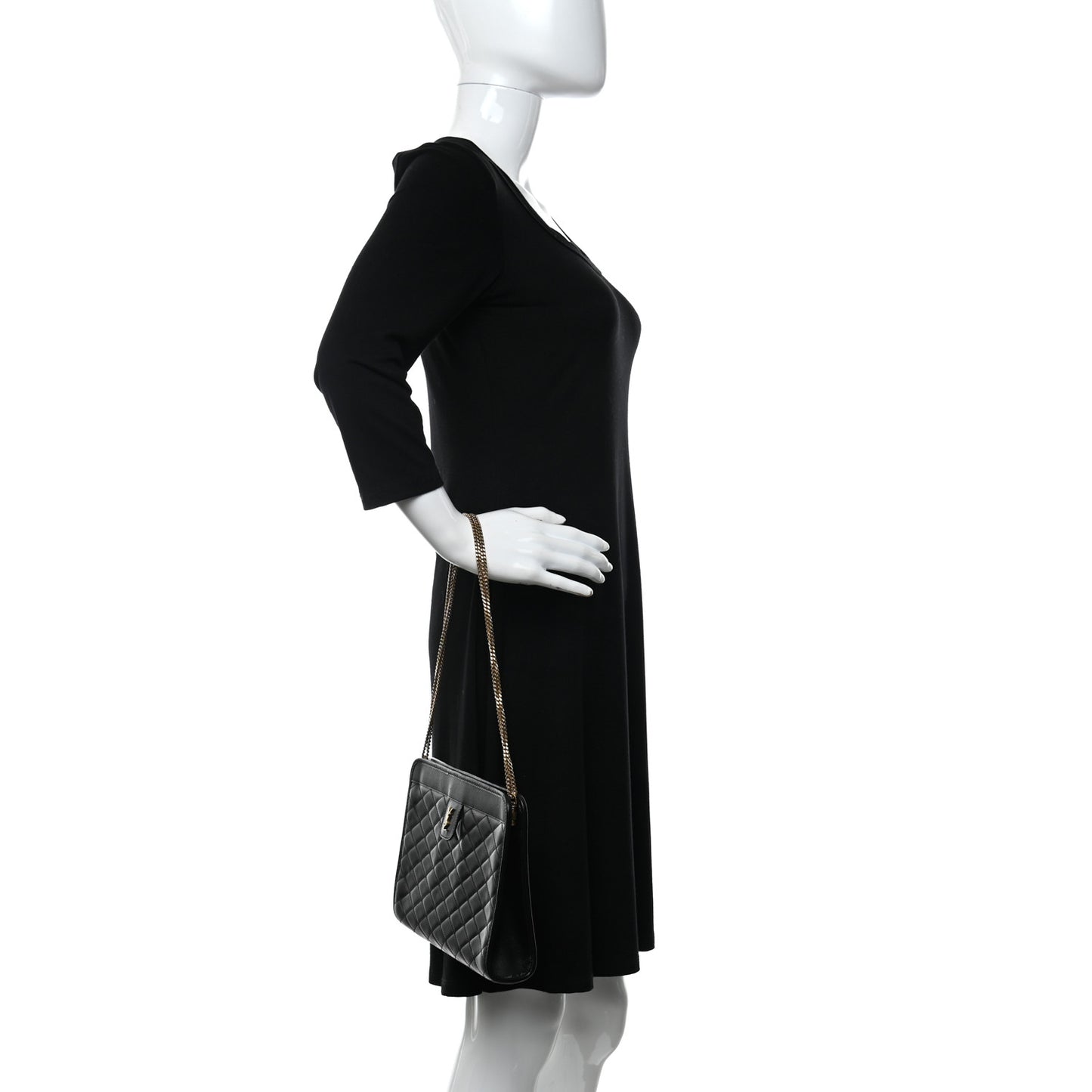 Lambskin Quilted Monogram Baby Victoire Chain Clutch Bag Black